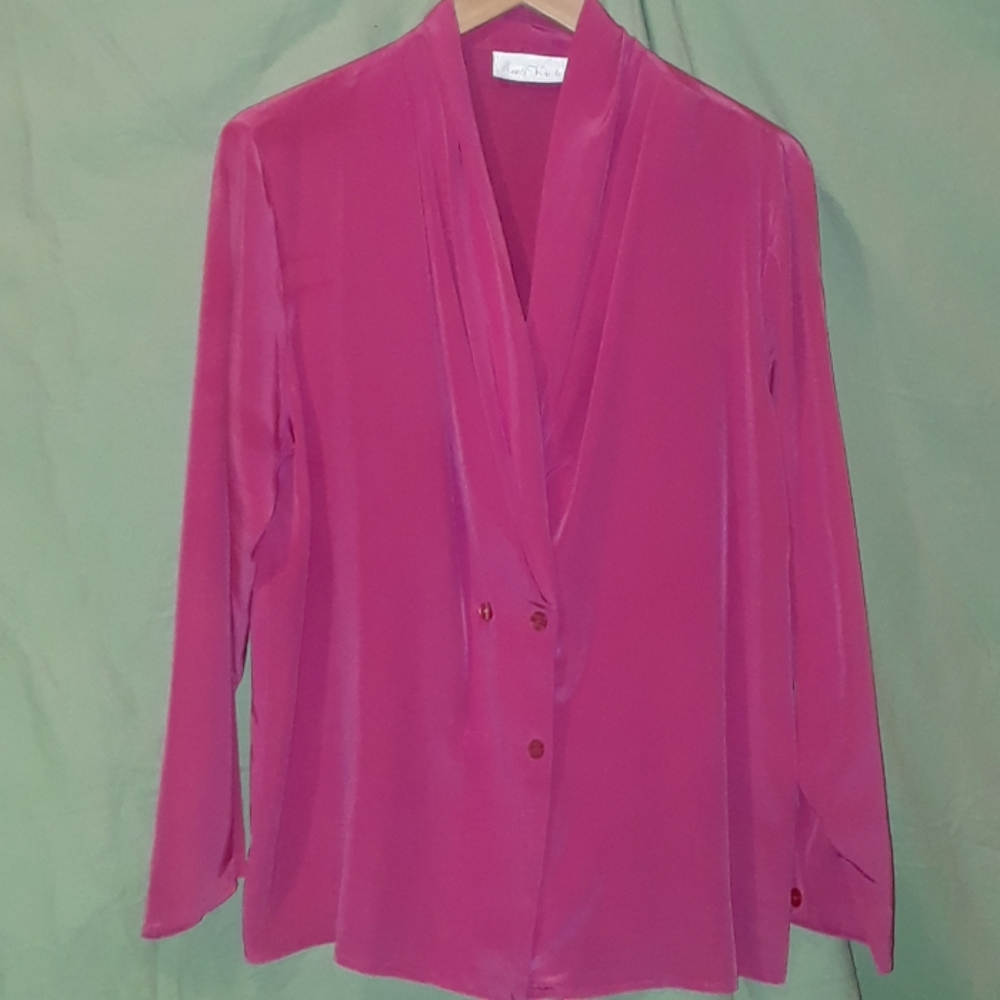 Anna Kriste Plunging Satin Blouse